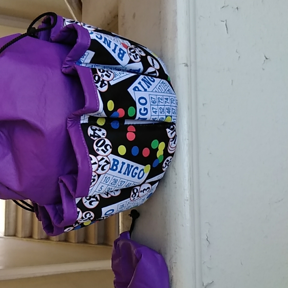 Purple bingo bag with small coin purse or drink ho